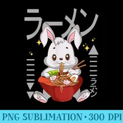 bunny eating ramen cute kawaii rabbit eating noodles - sublimation clipart png
