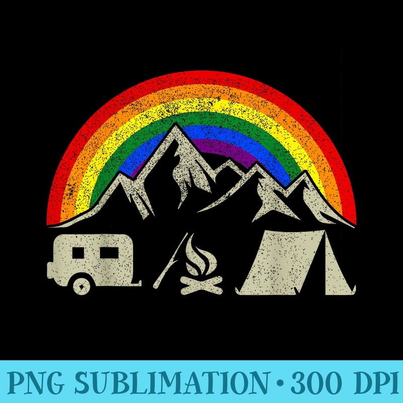 Th LGBT Camping Rainbow Gay Flag Funny Camper - Ready To Print PNG Designs - Unleash Your Inner Rebellion