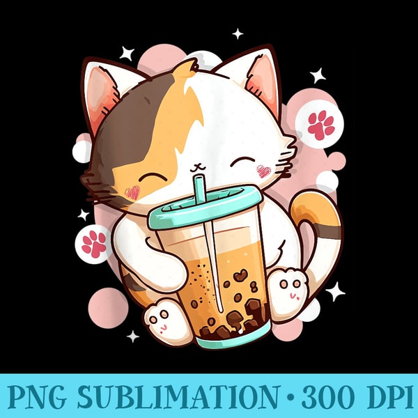 Cat Boba Tea Bubble Tea Anime Kawaii Neko Cute Cat Lover - Transparent PNG Download - High Resolution And Print-Ready Designs
