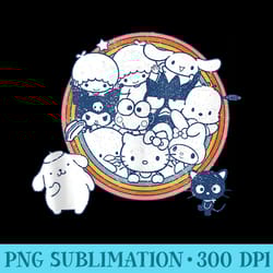 hello kitty and friends vintage rainbow circle - sublimation png download