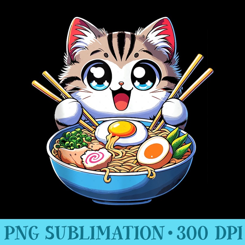 Kawaii Cat Anime Japanese Manga Cat Ramen Aesthetic - PNG Download Website - Quick And Seamless Download Process