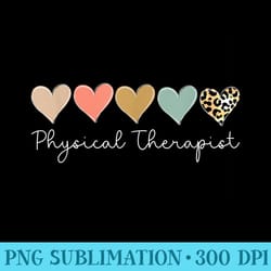 physical therapist leopard heart, valentines day therapy - shirt drawing png