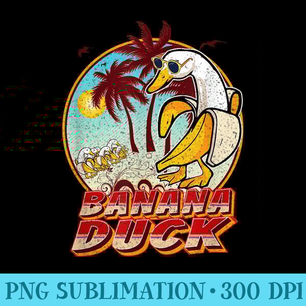BANANA DUCK SUMMER BEACH VINTAGE RETRO - PNG File Download - Quick And Seamless Download Process
