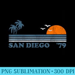 vintage san diego california beach retro surfing 70s - shirt vector illustration