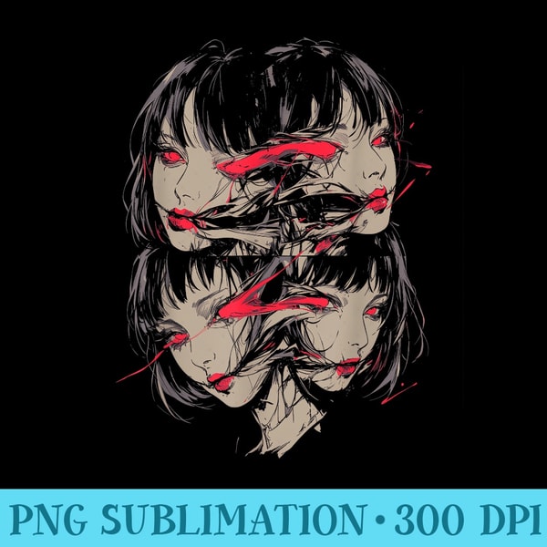 Creepy Horror Anime Manga Girl Japan Japanese Harajuku - PNG Graphics - Lifetime Access To Purchased Files