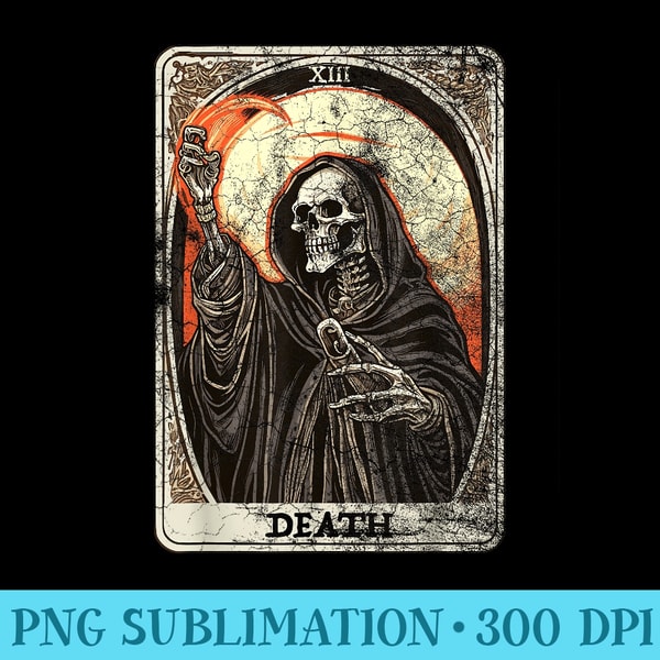 Vintage Death Tarot Card Grim Reaper Occult Satanic Horror - High Quality PNG Files - High Resolution And Print-Ready Designs
