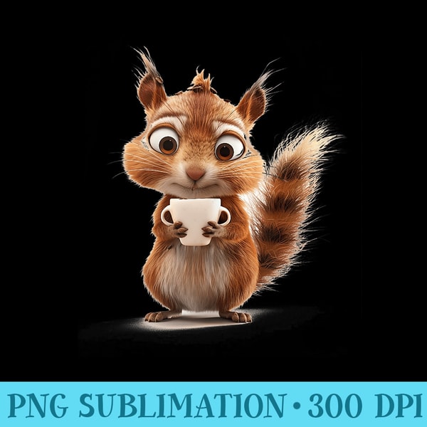 Funny Cute Chipmunk Drink Coffee For Chipmunk Lover - High Resolution PNG Designs - Unleash Your Creativity