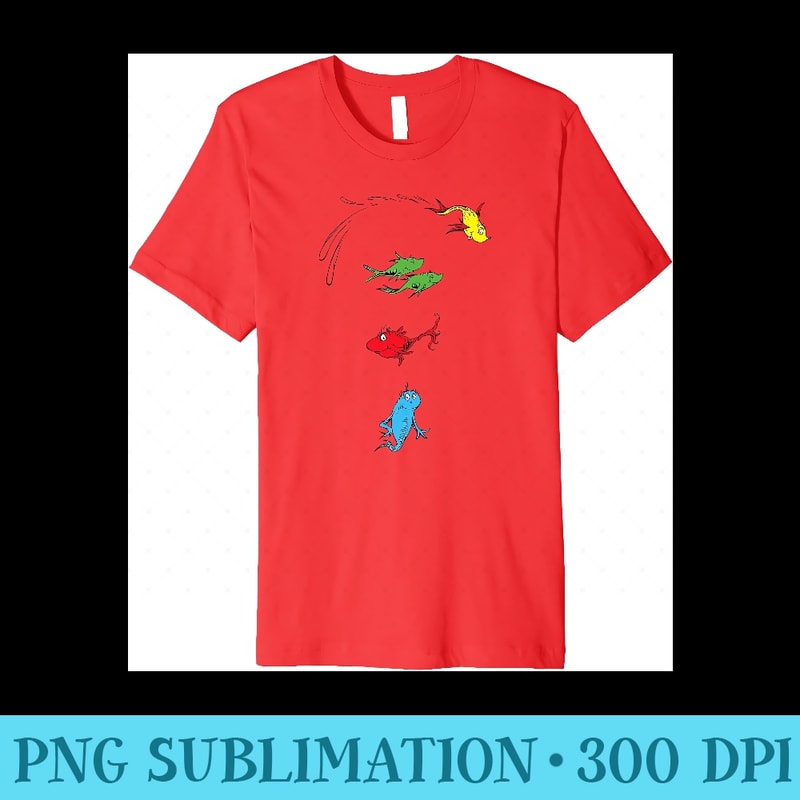 Dr. Seuss One Fish Two Fish Red Fish Blue Fish Premium - PNG Download Clipart - Unlock Vibrant Sublimation Designs