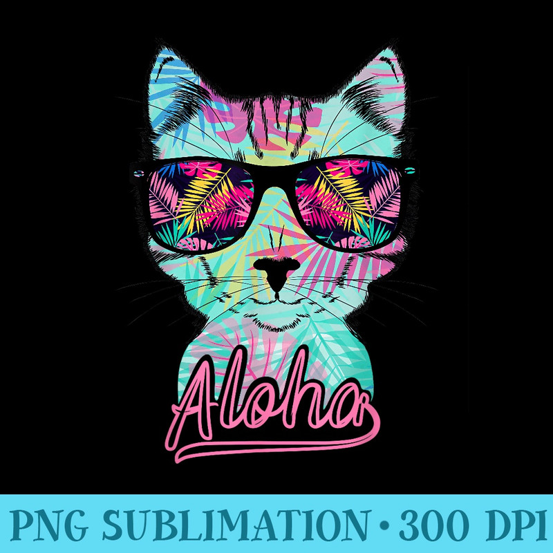 Retro Cat Funny Aloha Hawaii Vintage - PNG Clipart Download - Limited Edition And Exclusive Designs