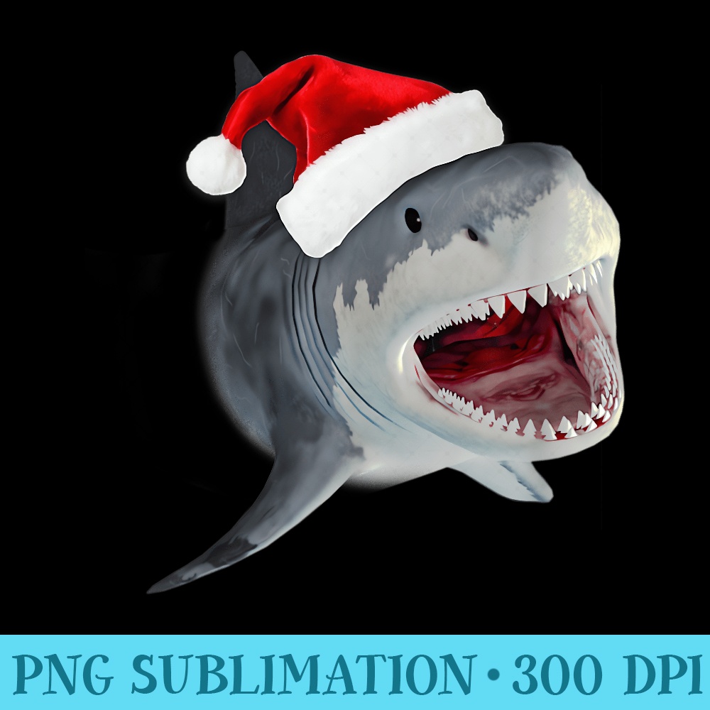 Santa Hat Shark Cool Christmas Xmas For - Sublimation images PNG download - Trendsetting And Modern Collections