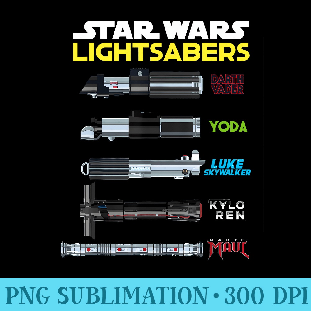 Star Wars Character Lightsabers - Sublimation PNG Designs - Bring Your Designs to Life