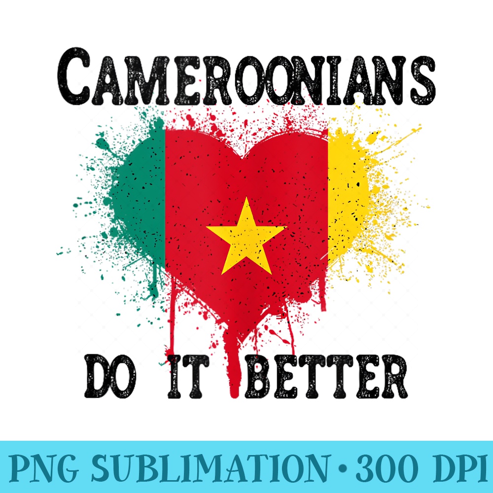 Cameroon Cameroonian Flag Proud Heart Love Flag Melanin - High Quality PNG Download - Unique And Exclusive Designs