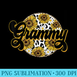 cute grammy cow print sunflower leapard grandma mothers day - stylish shirt png