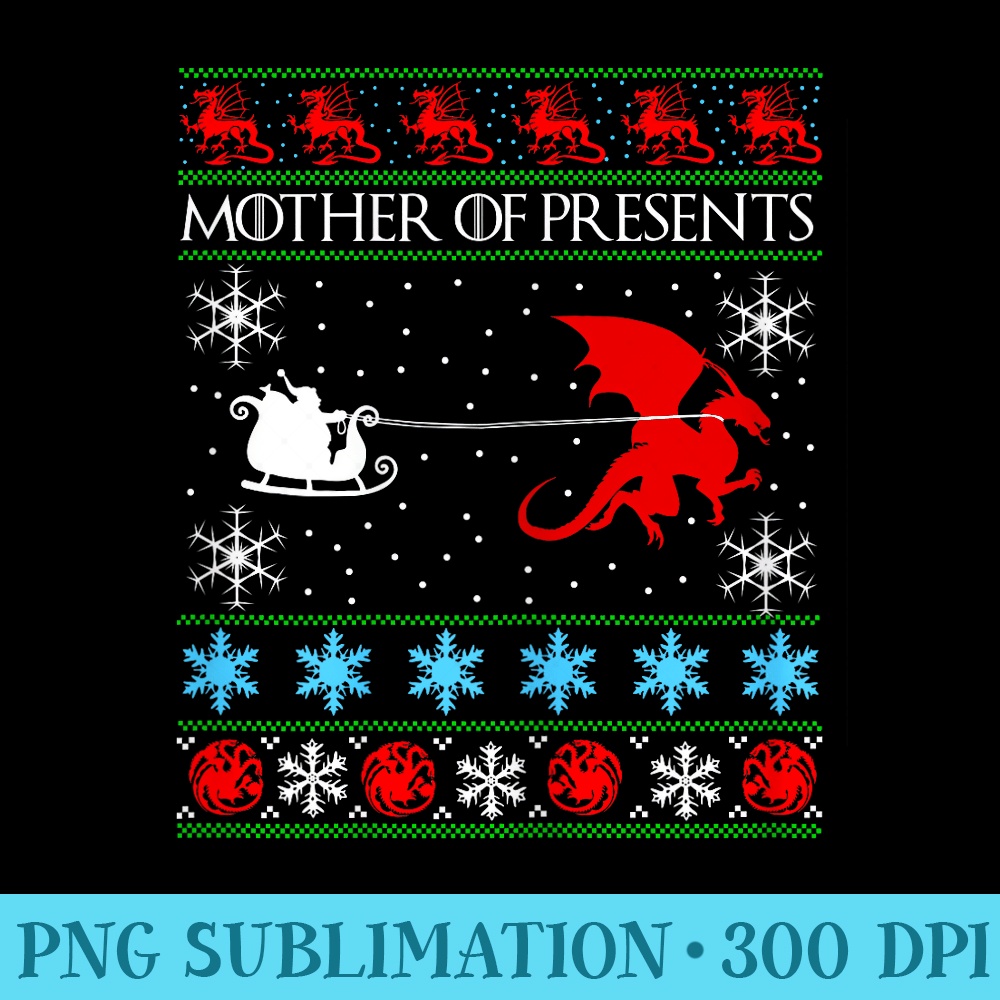 Mother Dragon Ugly Christmas T cute santa - Printable PNG Graphics - Perfect for Creative Projects