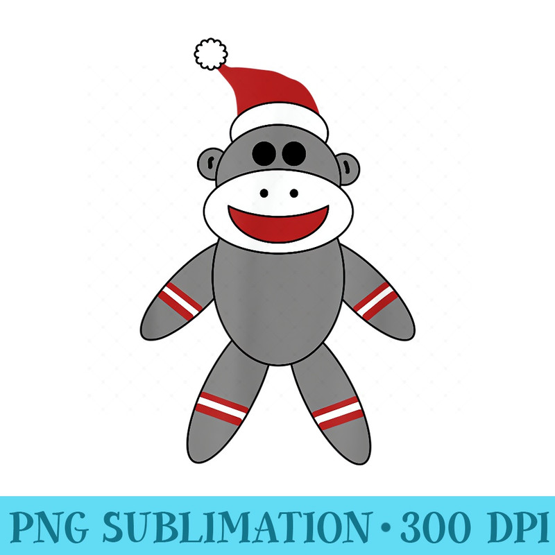 Sock Monkey With Santa Hat Christmas Holidays - Transparent PNG File Download - Add a Festive Touch to Every Day