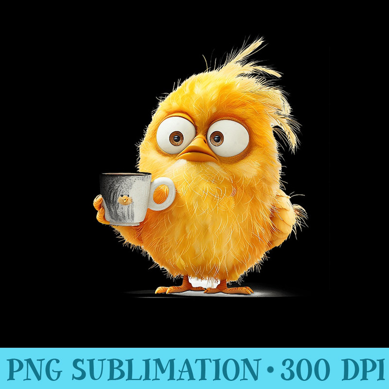 Funny Cute Chicken Drink Coffee For Chicken Lover - High Resolution PNG Download - Eco Friendly And Sustainable Digital Products