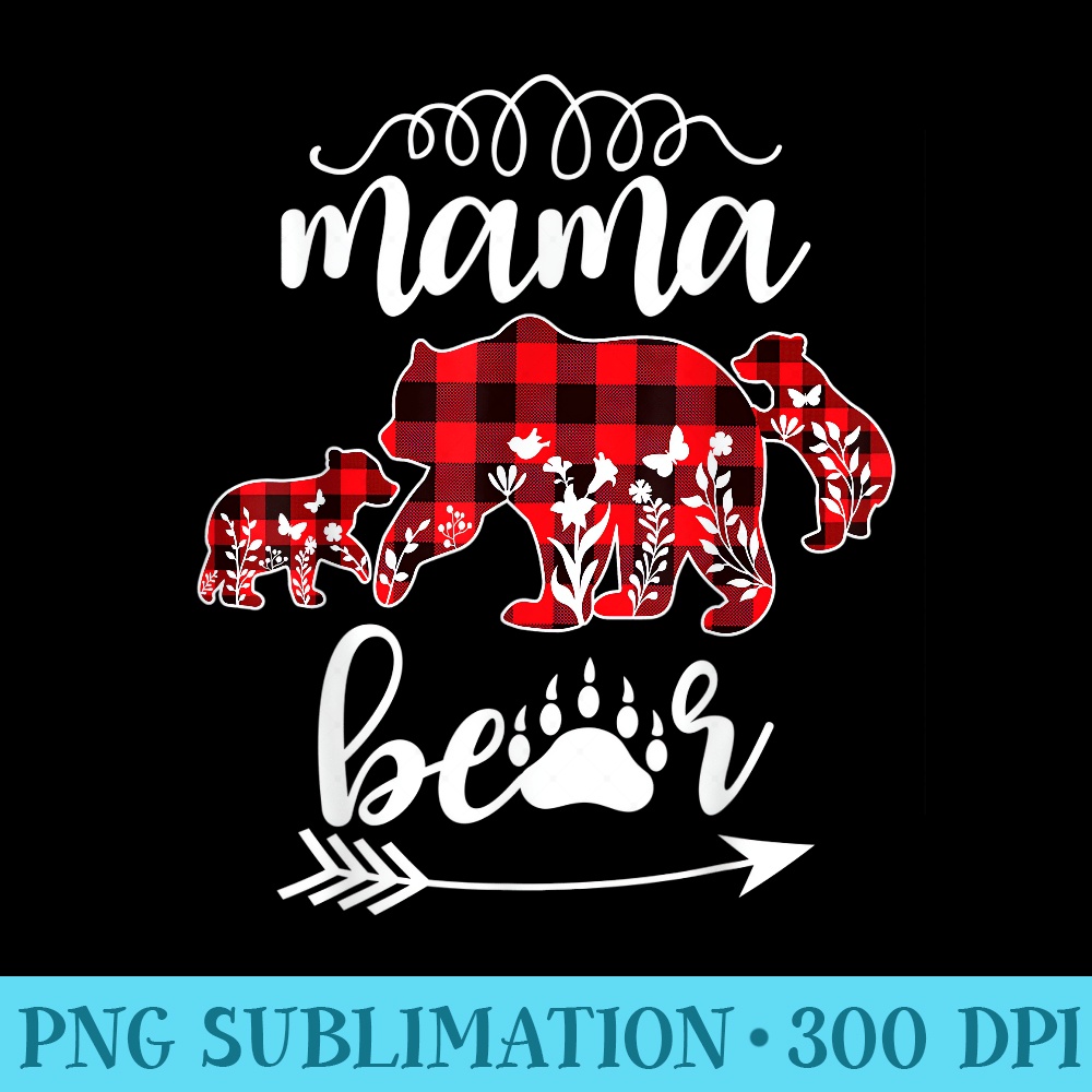 Mama Bear Mom 2 Christmas Pajama Red Plaid Mama Bear - High Quality PNG files - Revolutionize Your Designs