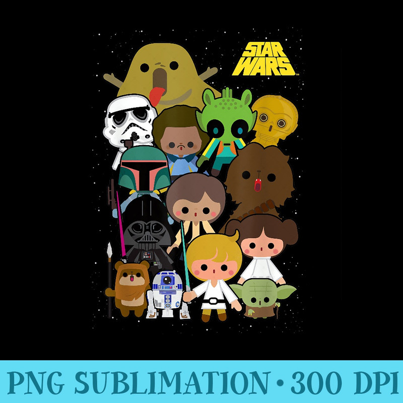 Star Wars Cute Cartoon Character Group Kawaii T - High Quality PNG files - Fashionable and Fearless