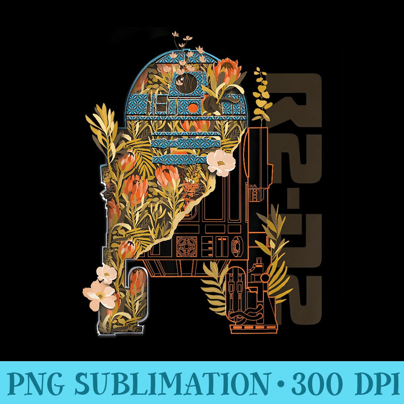 Star Wars R2D2 ArtooDeetoo Droid Floral Garden Reimagined - Sublimation PNG download - High Resolution And Print-Ready Designs