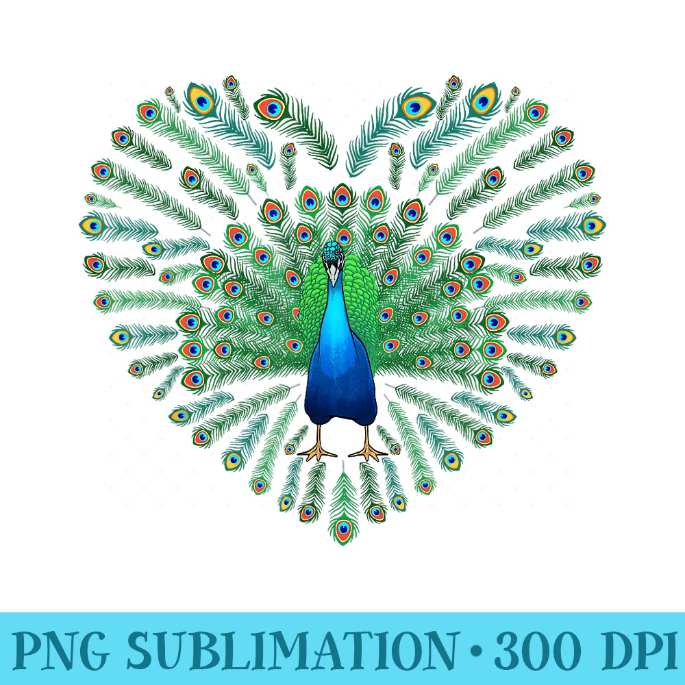 Cool Peacock For Peacocks Feather Heart Bird Lover - PNG Art Files - Premium Quality PNG Artwork