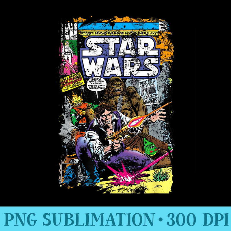 Star Wars Classic Han Solo Chewbacca Vintage Comic Book - Stylish Shirt PNG - Spice Up Your Sublimation Projects