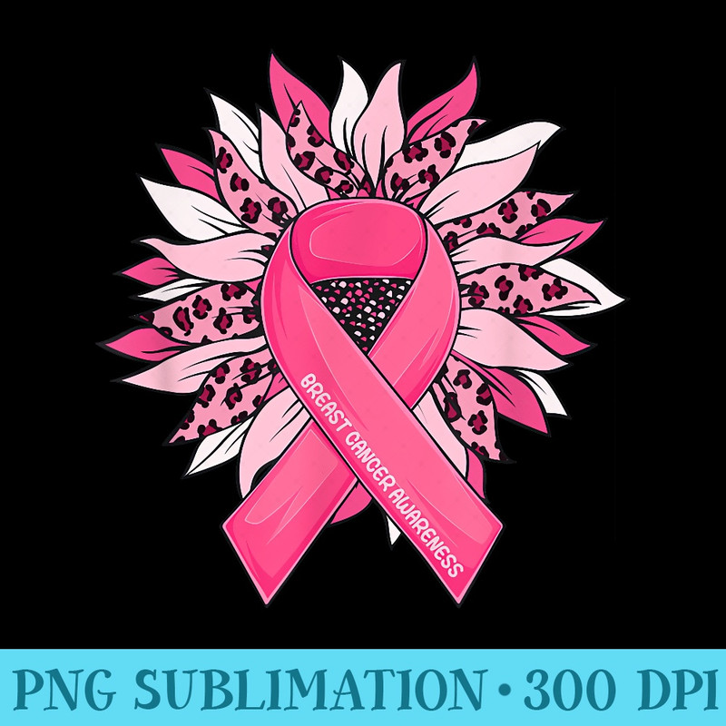 Breast Cancer Pink Ribbon Sunflower Breast Cancer Awareness - Sublimation designs PNG - Transform Your Sublimation Creations
