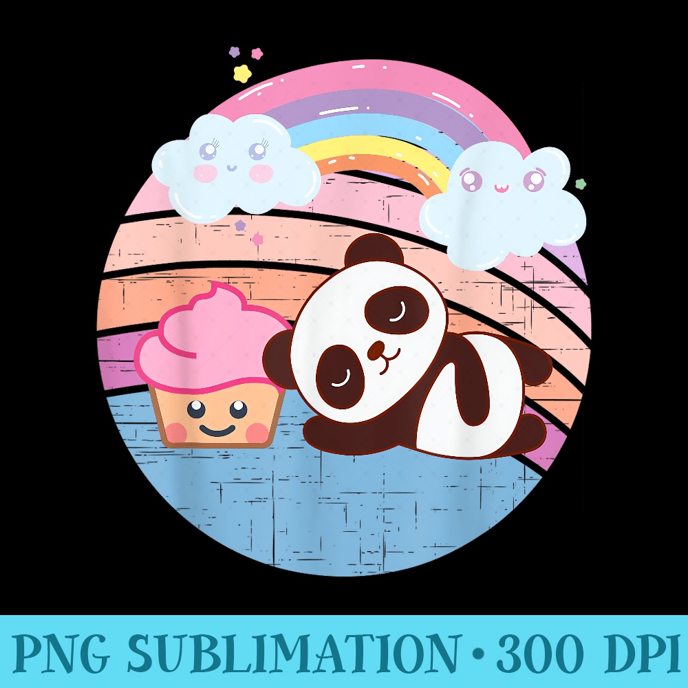 Cute Panda And Strawberry Cupcake A Rainbow Kawaii Anime - PNG Download Icon - Bring Your Designs to Life