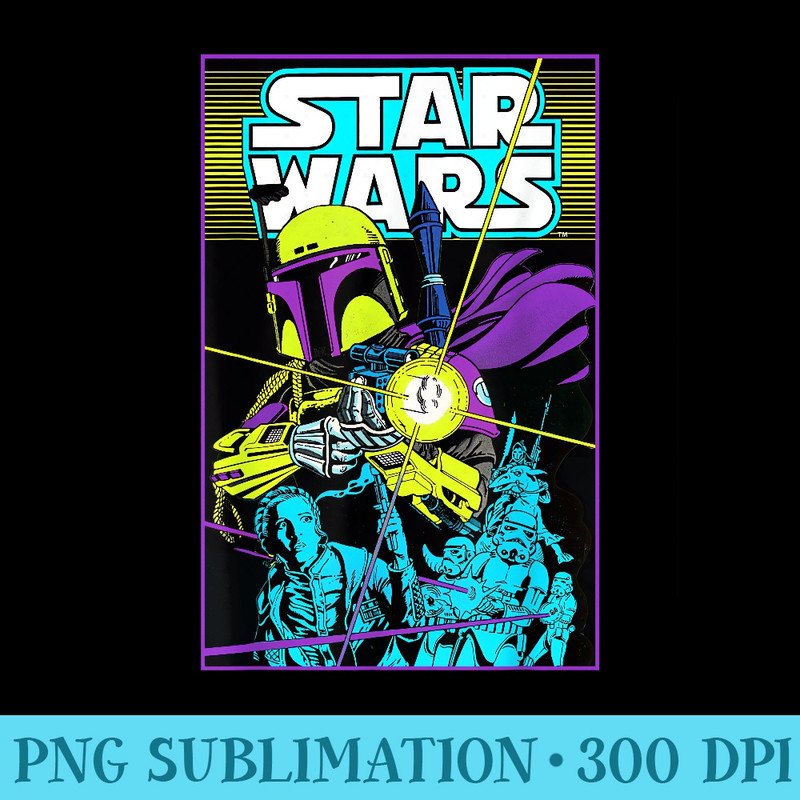 Star Wars Boba Fett Neon Blaster Poster - Printable PNG Images - Transform Your Sublimation Creations