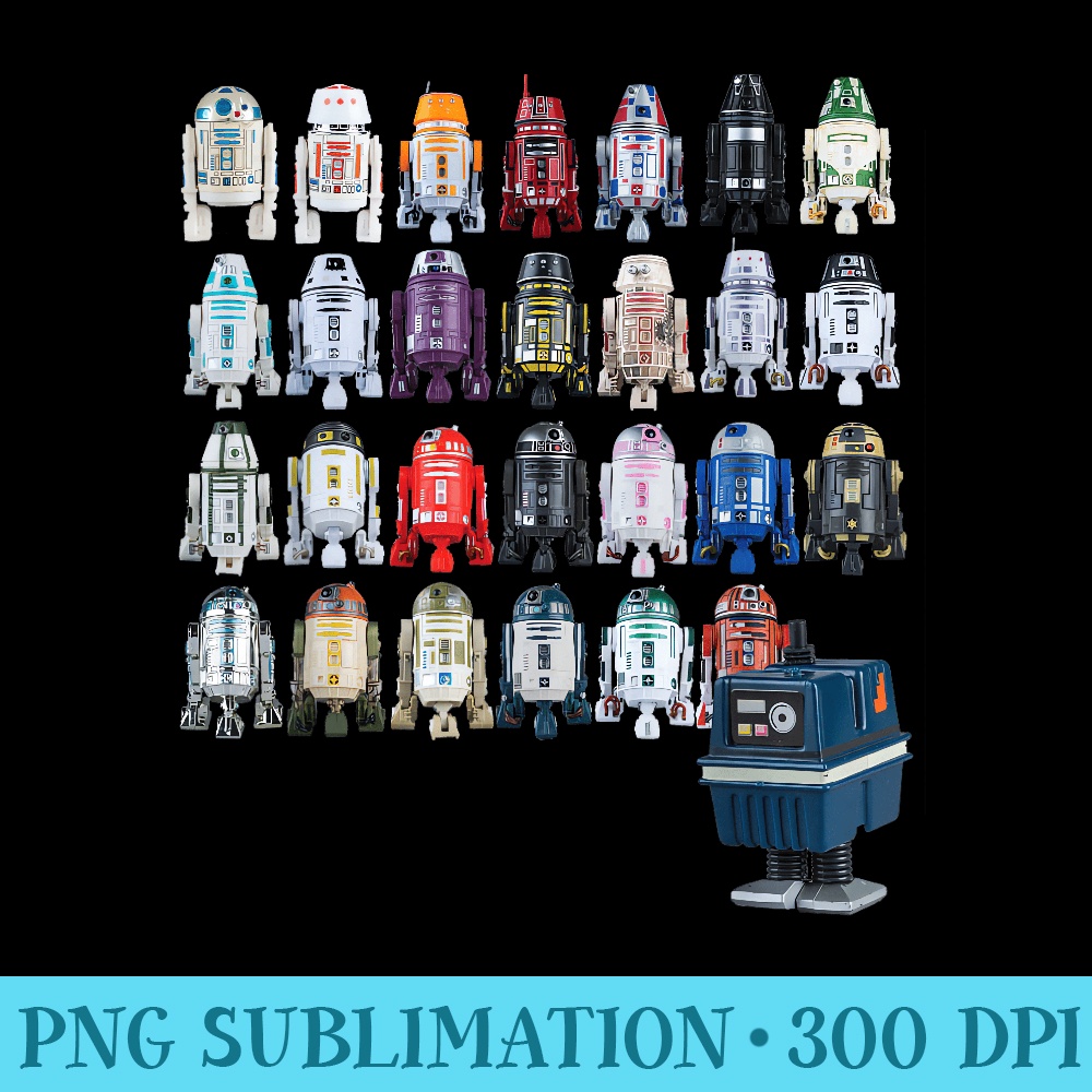 Star Wars Droids R2D2 and Astromech Gonk - Sublimation artwork PNG download - Vibrant and Eye-Catching Typography