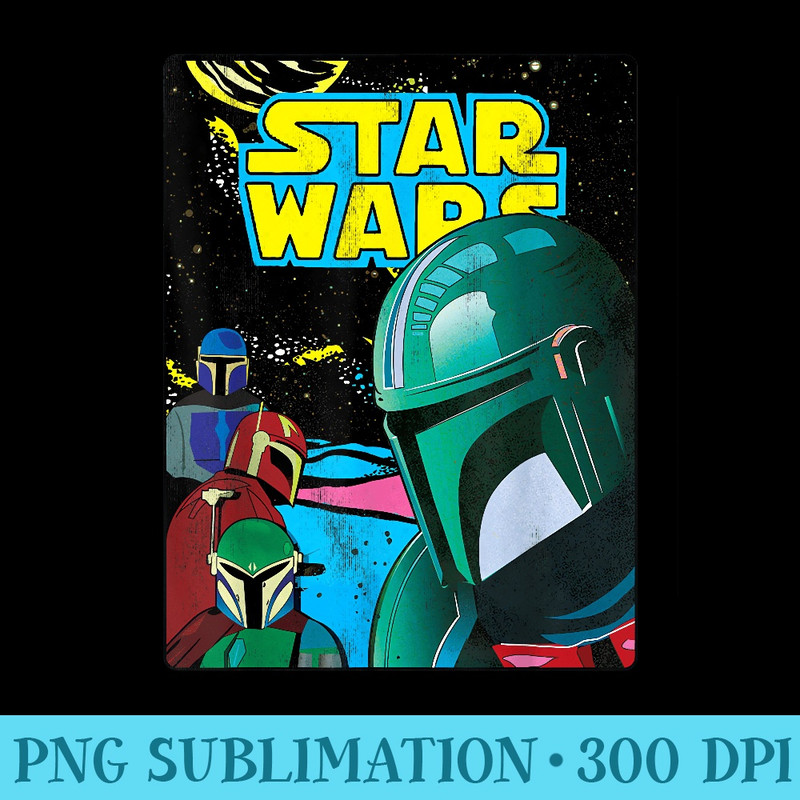 Star Wars The Mandalorian Retro Comic Cover - Shirt Print PNG - Instantly Transform Your Sublimation Projects