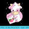 Cute Cow Strawberry Milk Kawaii - Sublimation artwork PNG download - Add a Festive Touch to Every Day