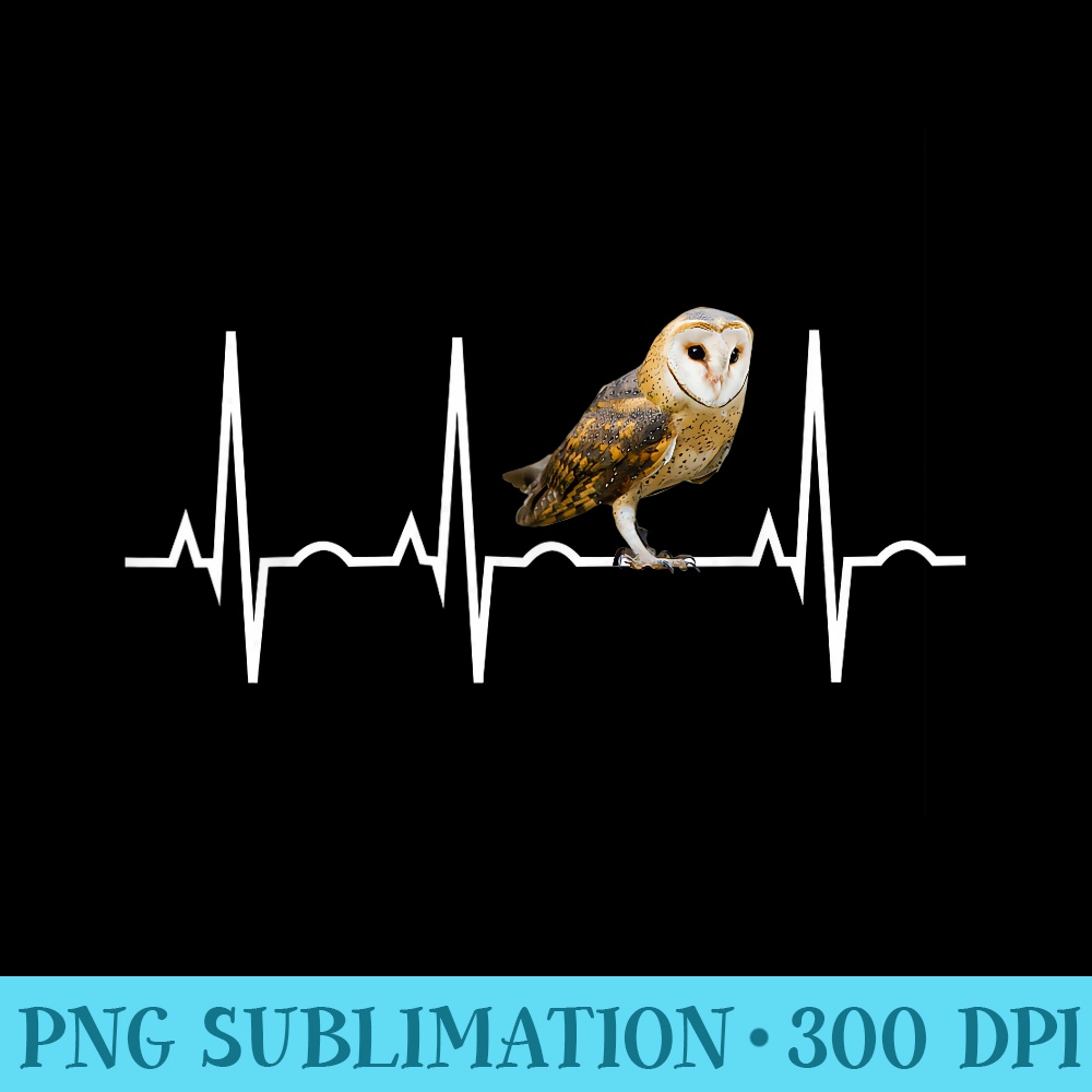 Barn Owl  Bird of Prey Heartbeat for Birders - Sublimation patterns PNG - Eco Friendly And Sustainable Digital Products