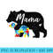 Mama Bear Cute Autism Awareness Mom With Puzzle Piece Cub - PNG Download Artwork - Unique And Exclusive Designs