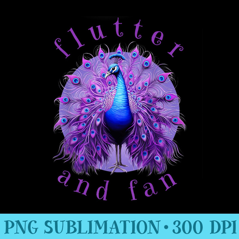 Flutter and Fan apparel, peacock on glowing moon - Shirt Artwork PNG - Unleash Your Inner Rebellion