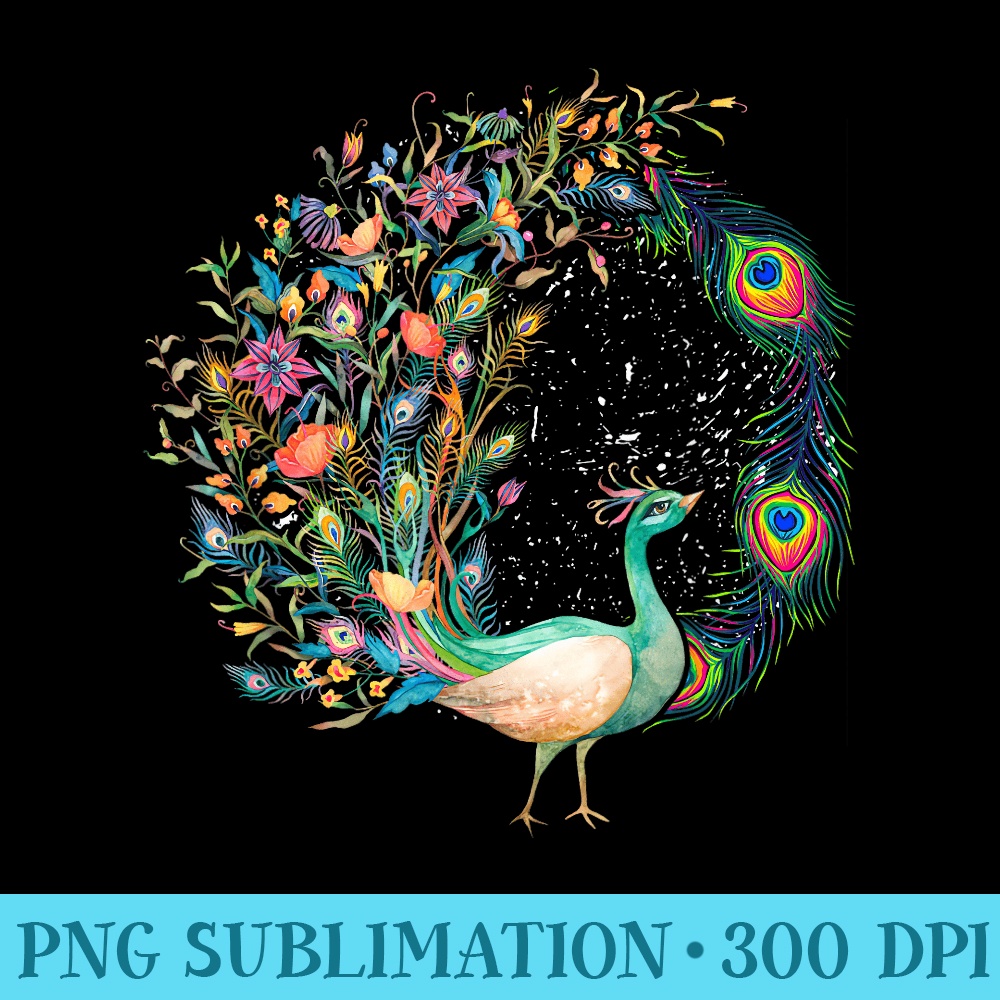 Beautiful Peacock Colorful Bird Peacock Feathers - Download PNG Files - Perfect for Sublimation Art