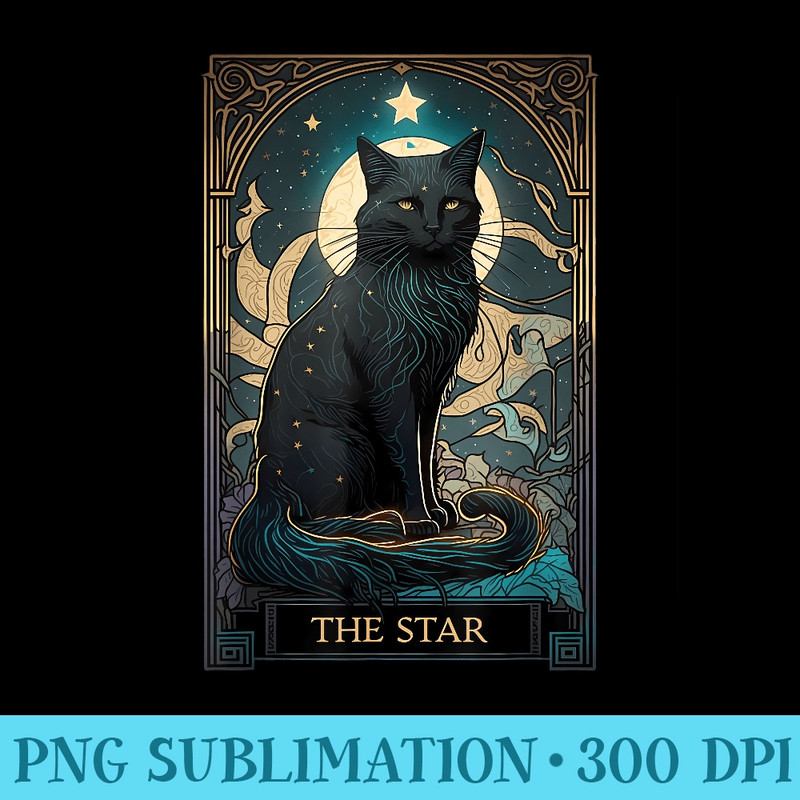 Cat Tarot Card, Star Tarot Card Cat Mom of Cats Cat Lover - PNG Image Library Download - Quick And Seamless Download Process