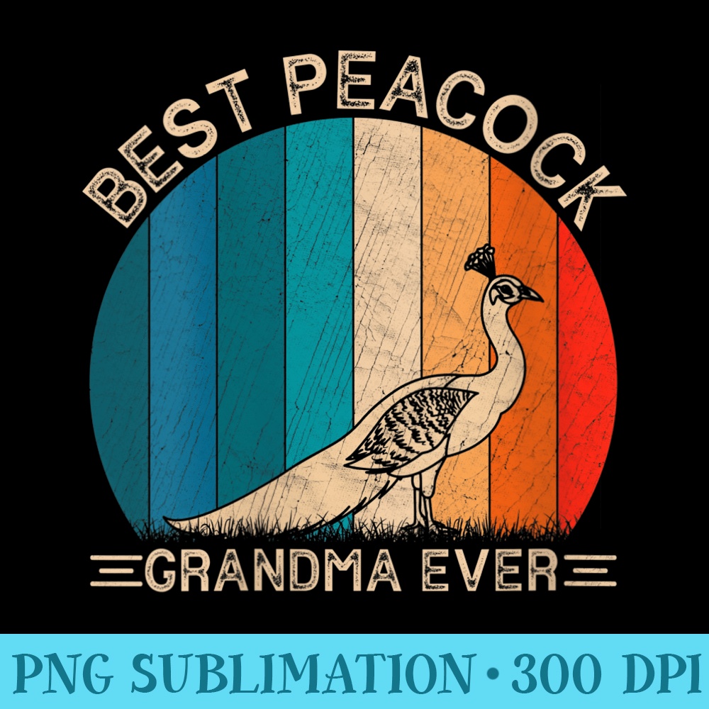 Womens Retro Peacock Design For Grandma Funny Mothers Day - Shirt Illustration PNG - Bold & Eye-catching
