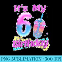 its my 6th birthday girl 6 yrs old bubble boba tea anime - transparent png download