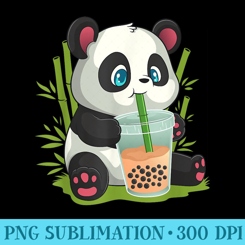 Kawaii Cute Anime Panda Otaku Japanese Bubble Boba Tea - Sublimation designs PNG - Instantly Transform Your Sublimation Projects