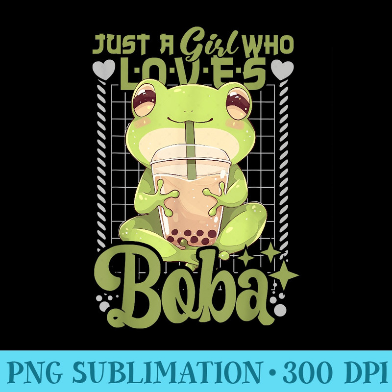 Frog Boba Kawaii Bubble Tea Frog Anime Toad Neko Girls - Sublimation backgrounds PNG - Limited Edition And Exclusive Designs