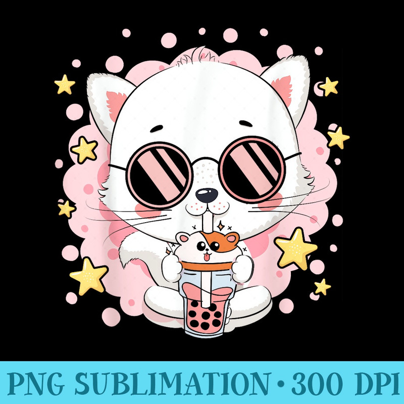 Kawaii Cat Japanese Bubble Tea Boba Milk Tea Anime - PNG Image Download - Revolutionize Your Designs