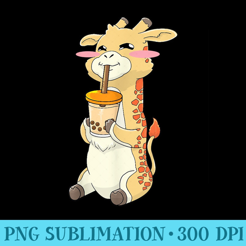 Giraffe Boba Bubble Tea Anime Kawaii Cute - PNG Download Design - Fashionable and Fearless