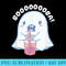 Boo Drinking Boba Tea Funny Ghost Halloween , Booba - Shirt Illustration PNG - Transform Your Sublimation Creations