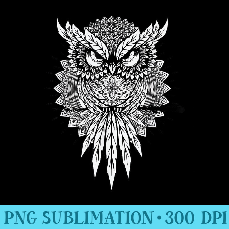Spiritual Owl Mandala Forest Night Wisdom - PNG Transparent Background Download - Eco Friendly And Sustainable Digital Products