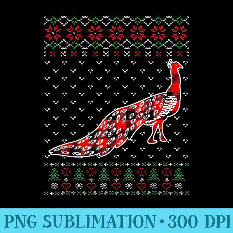 Red Plaid Animals Ugly Christmas Peacock Lover - Shirt Image Download - Versatile And Customizable Designs