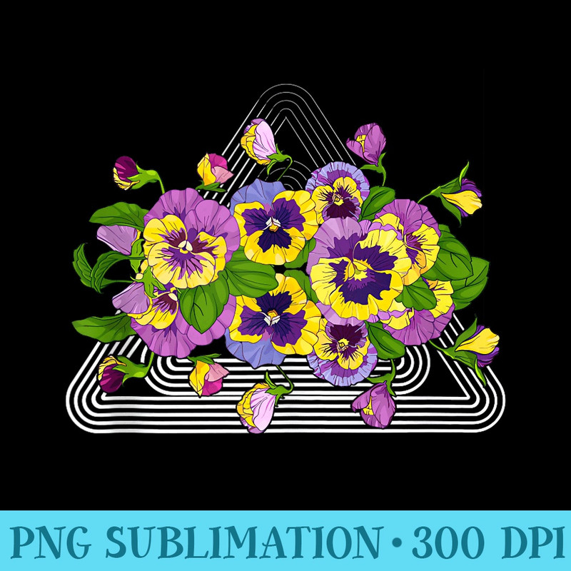 Vintage Pansies Flowers Woman Girls Gardening Pansy Lover - Shirt Graphics for Download - Boost Your Success with this Inspirational PNG Download