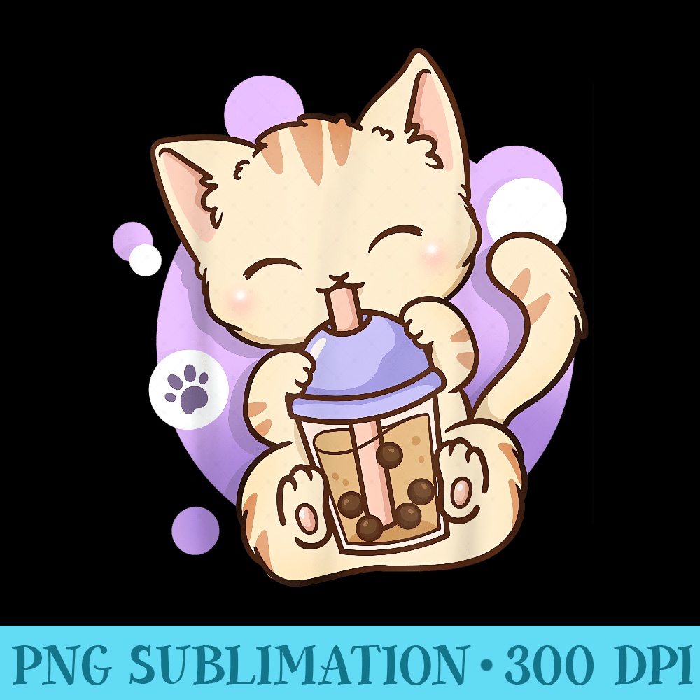 Cat Boba Tea Bubble Tea Anime Kawaii Neko - PNG design assets - Unleash Your Creativity