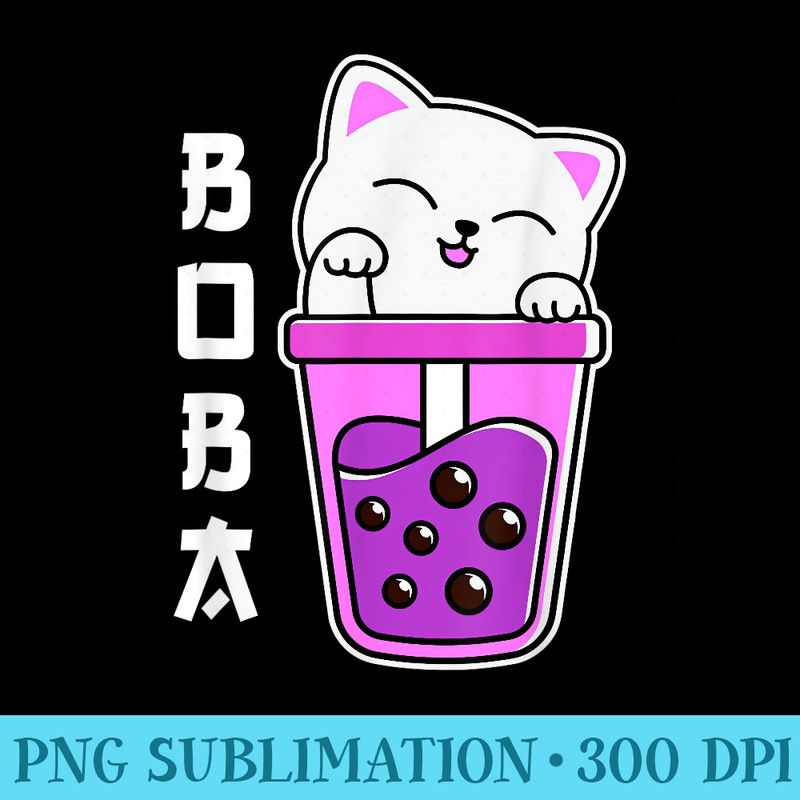 Cat Boba Anime Bubble Tea Neko Girls Kawaii Girls n - Mug Sublimation PNG - Boost Your Success with this Inspirational PNG Download