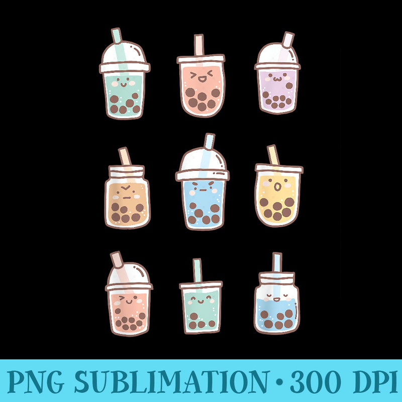 Cute Kawaii Boba Anime Bubble Tea Pastel - Transparent PNG File Download - Revolutionize Your Designs