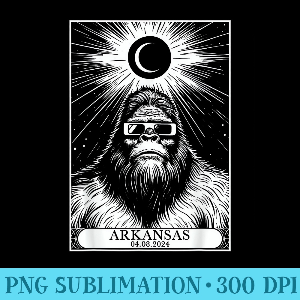 Solar Eclipse 2024 Totality Tarot Card Bigfoot Arkansas - PNG Image Download - Spice Up Your Sublimation Projects